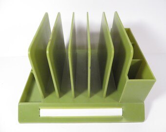 Vintage Green Max Klein DESK Organizer - Avocado Green Plastic Desk Caddy
