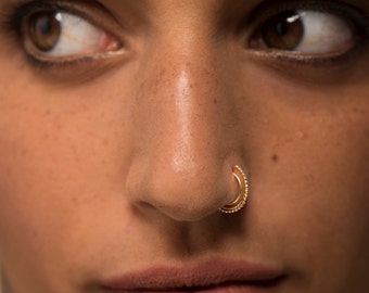 Gold Nose Ring. Gold Tragus. Cartilage Earring. Gold Nose Hoop. Indian Nose Ring. Belly Ring. Gold Helix. Nose Jewelry. Body Jewelry.siharah