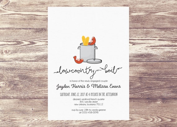 Printed Lowcountry Boil Invitation Low Country Boil