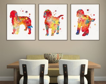 Goldendoodle Watercolor Art Print, Goldendoodle Painting, Set of 3 Prints, Goldendoodle Wall Art, Goldendoodle Wall Decor, Dog Poster