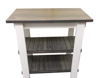 Cottage Kitchen Island with Storage (Rustic Shabby Chic Island)