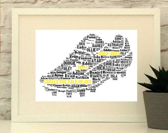 Personalised Football Boot - Soccer Boot - Unframed Print - Custom Print - Soccer Coach - Football Coach - Coach Gift - Football Gift - Team
