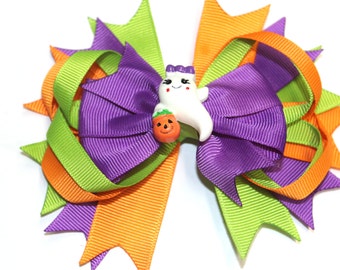 Halloween hair bow Ghost hair bow Fall hair bow Halloween ghost ribbon hair bow Halloween hair accessories Girl hair bow Halloween hair clip