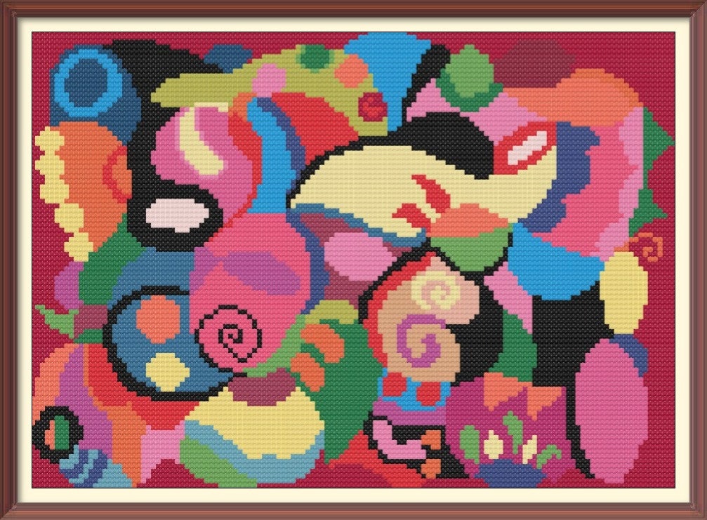 Abstract Artwork 2 Cross Stitch Pattern PDF Chart Instant