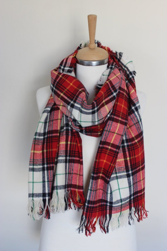 green and red tartan scarf