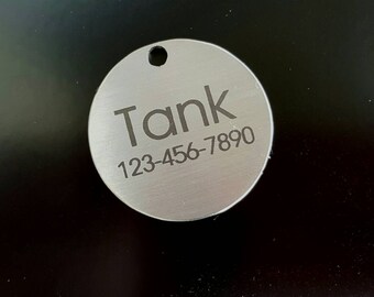 Pet ID Tag, Dog Tag Stainless Steel Large Circle