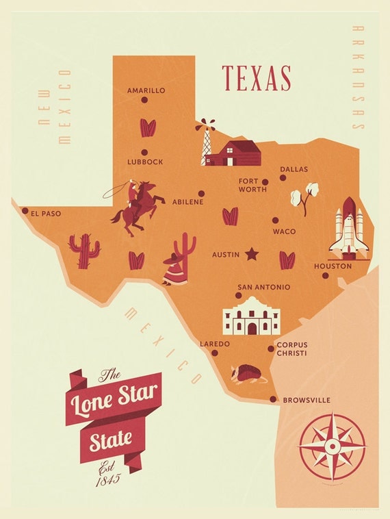 Texas Map The Lone Star state map original texas map