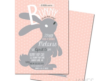 Bunny Birthday Invitation | Bunny Shower Invitation | Bunny 1st Birthday Invitation | Bunny Invite - 5X7 with *bonus reverse side*