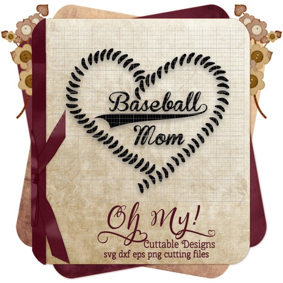 Download Baseball Mom Lace Heart T-Shirt Design Svg Dxf Eps Png Cutting