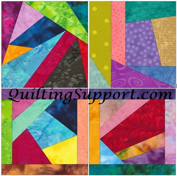 Crazy Patch Set 1 Paper Foundation Piecing Quilting 4 Block