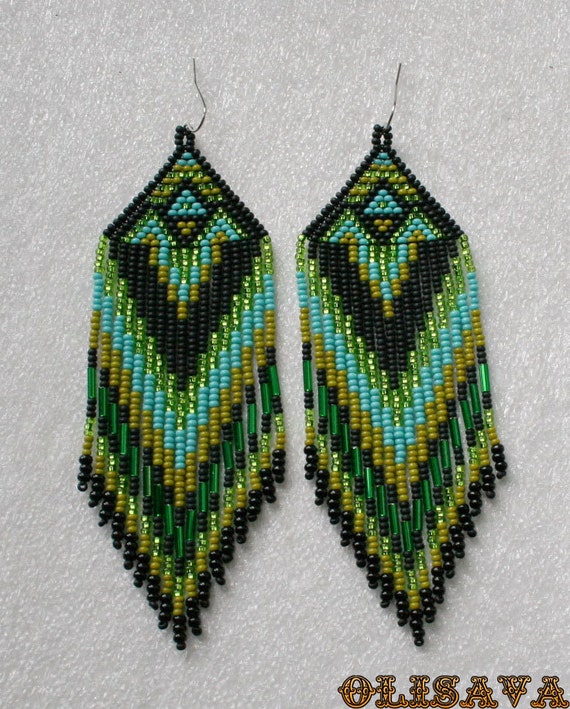 Long Indian style beads earrings tribal style boho style