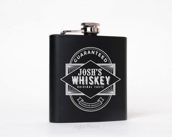 Groomsmen Gifts Flasks - Personalized Black & Silver Flask