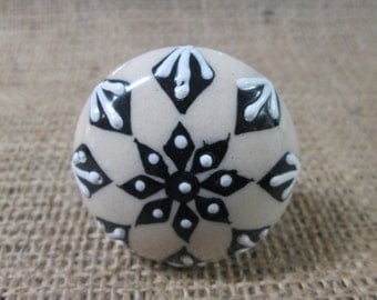 Drawer knobs. Black and white drawer knobs. Ceramic drawer knobs.