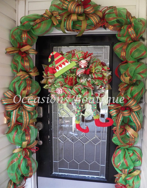 Pre-Order Christmas Elf Wreath with Matching Garland Elf