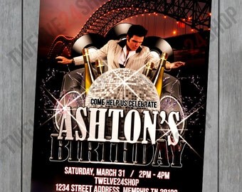 Elvis Presley Birthday Invitation - Elvis Presley Birthday - Elvis Birthday Invitation - Elvis Presley