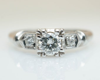 art deco engagement ring solitaire diamond bridal jewelry vintage engagement ring 1940s illusion style 14k white - Art Deco Wedding Ring art deco engagement ring solitaire diamond bridal jewelry vintage engagement ring 1940s illusion style 14k white - Art Deco Wedding Ring