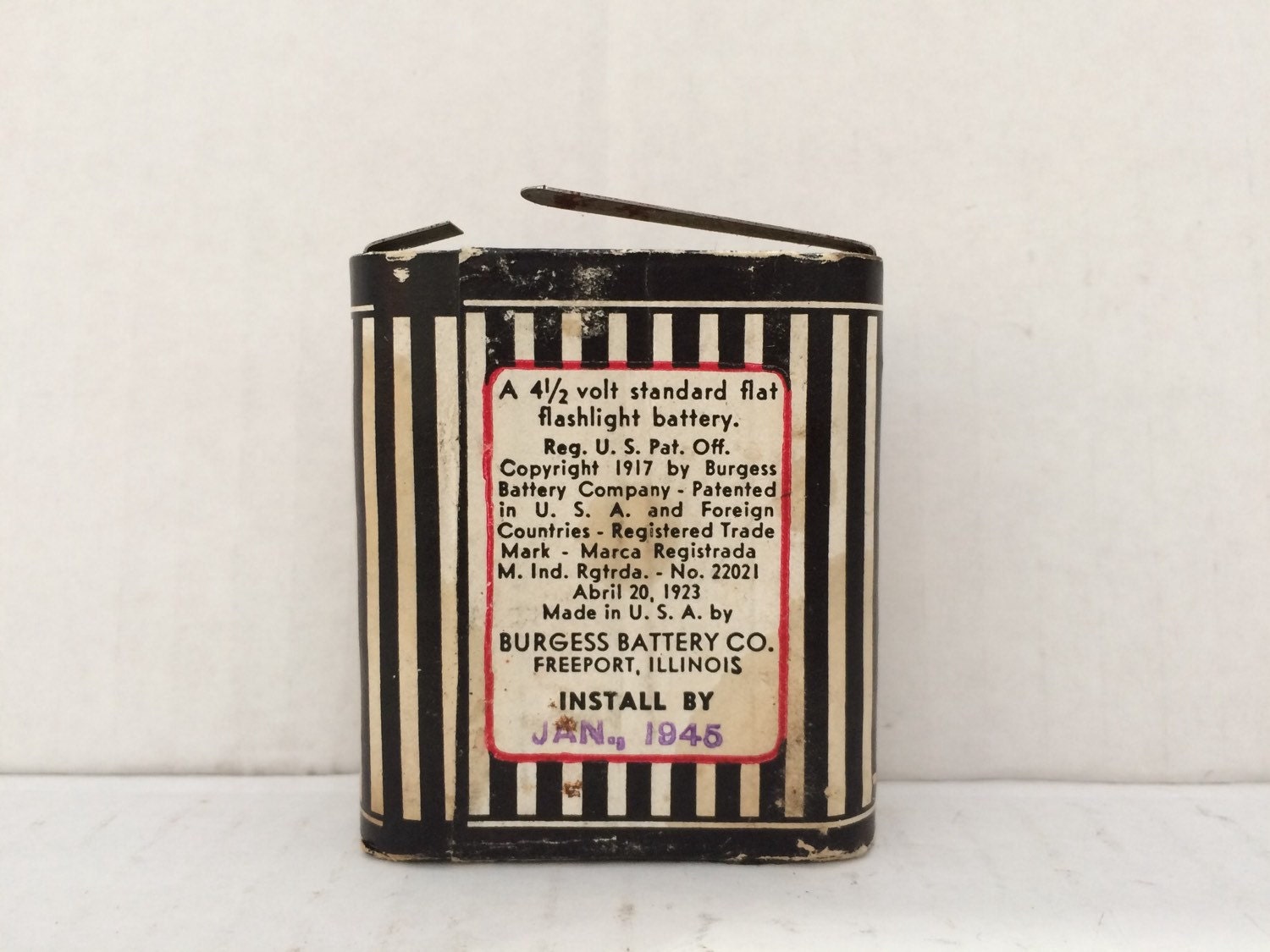 Antique Burgess Battery Flashlight Battery Flat Battery Made in USA