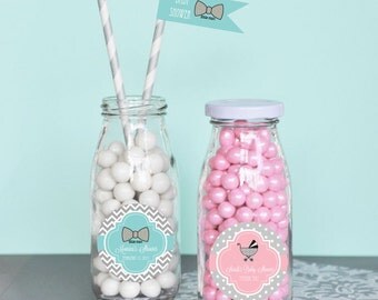 Personalized Baby Shower Favors-Glass Milk Bottles-Unique Baby Shower Favors-Baby Shower Ideas-Party Favor Ideas (set of 24)