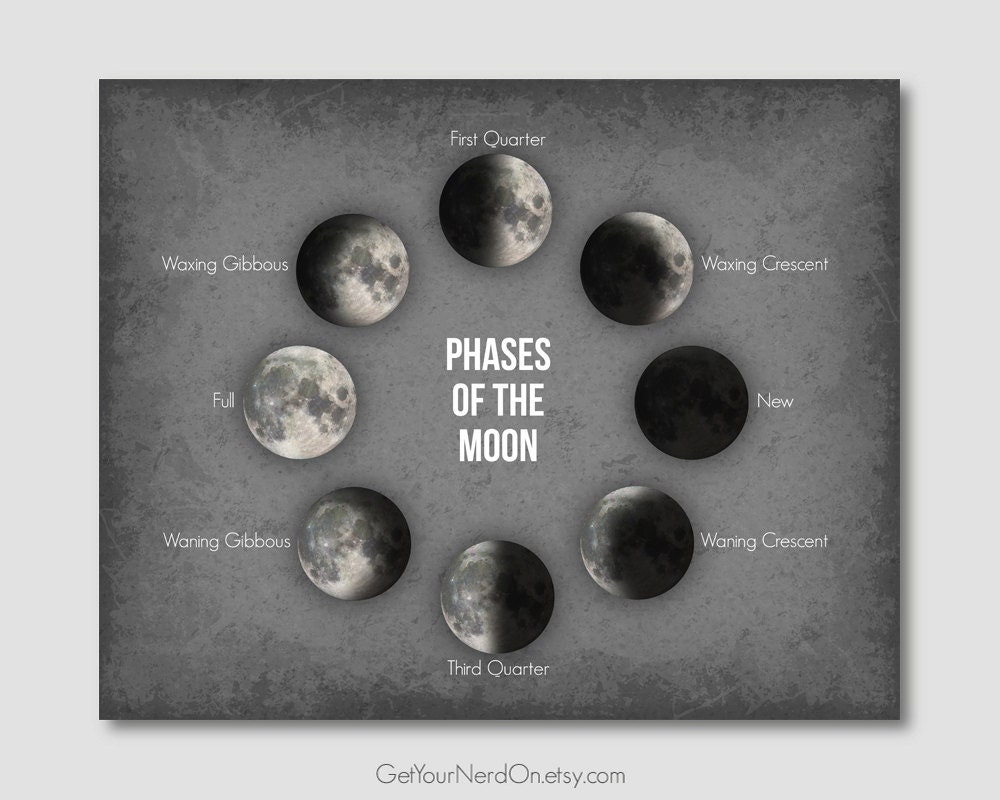 Astronomy Poster Phases of the Moon Wall Art Print