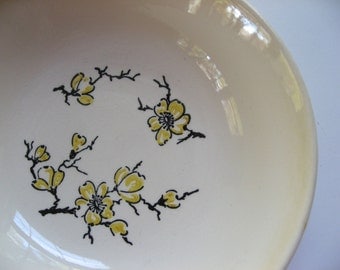 Stetson-Marcrest Dixie Dogwood bowl. Yellow flowers and branches. Cereal bowl mid century.