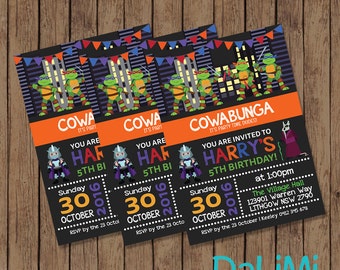 5 x 7 inch Superhero Party Invitation - Ninja Birthday Invitation - Turtle Invitation - Ninja Turtle Printable Invitation!