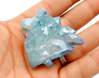 Crystal Cluster Large Gorgeous Aqua Aura Cluster Point - (RK109B2-11)