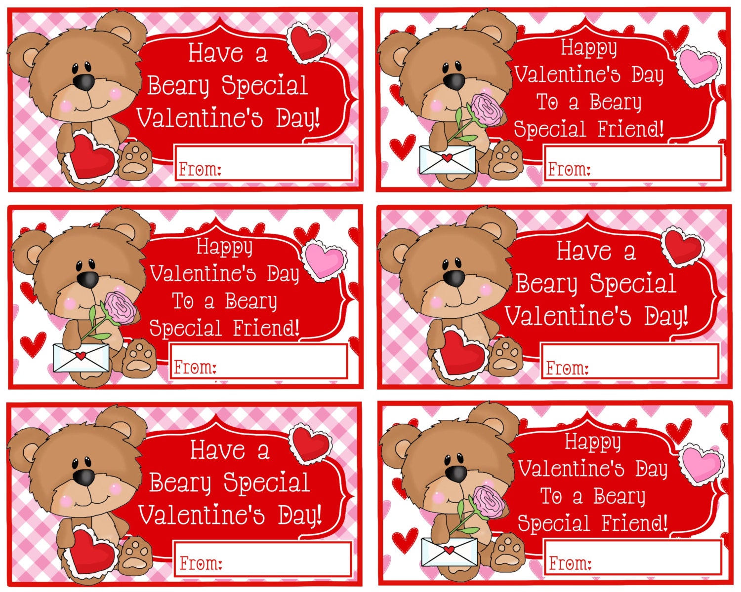 Printable Beary Special Valentine Cards Beary Special