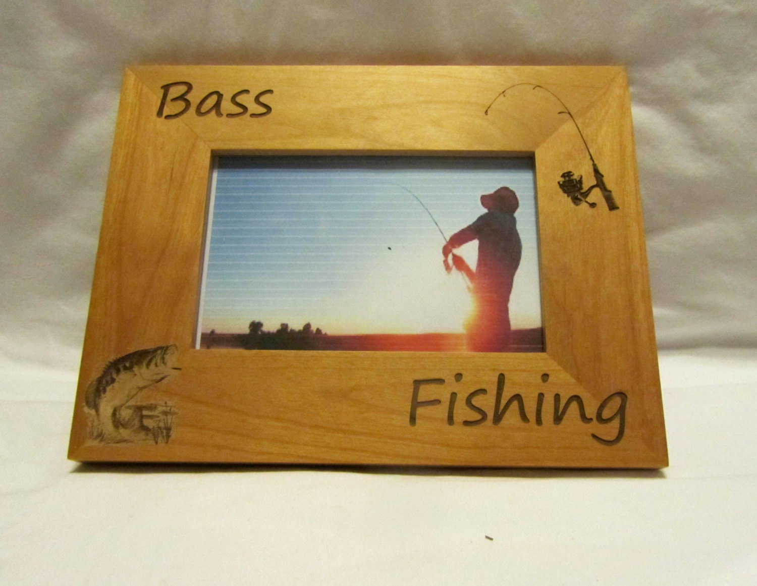 Personalized Wooden Picture Frame Bass Fishing