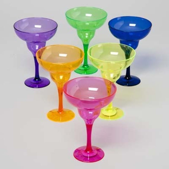 Plastic Margarita Colored Cups 6Piece 53/4inch