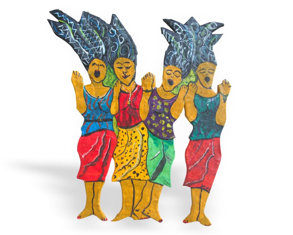 Paper mâché wall art. Folk art. Wall Decor. Aborigine dance.