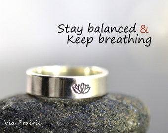 Yoga reminder ring, Lotus ring, Lotus flower ring, Lotus Jewelry, Zen ring, Yoga jewelry, Yogi ring, Zen gift for her, 925 Sterling silver