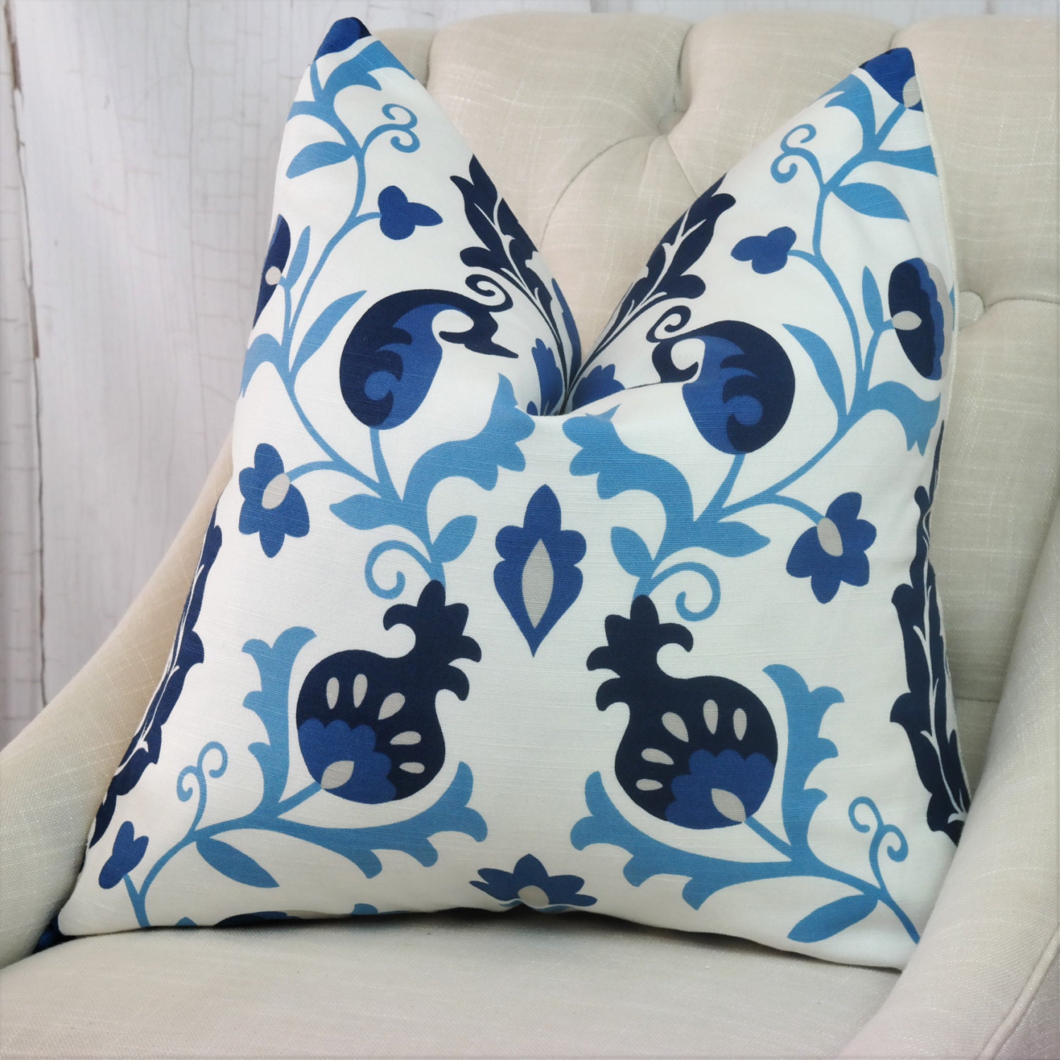 Upholstery, Ikat, Blue Fabric by the Yard, Home Decor, Drapery Curtains, Designer, Remnant ...