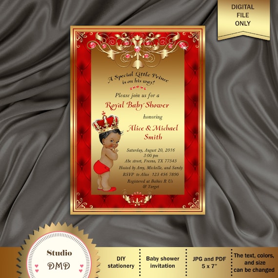 Red And Gold Baby Shower Invitations 8