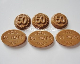 50 YEARS Chocolate Cupcake Toppers*24-30 Count*50th Birthday*Golden Anniversary*Wedding Favor* 50thParty Favor*Fifty Years*Candy 50