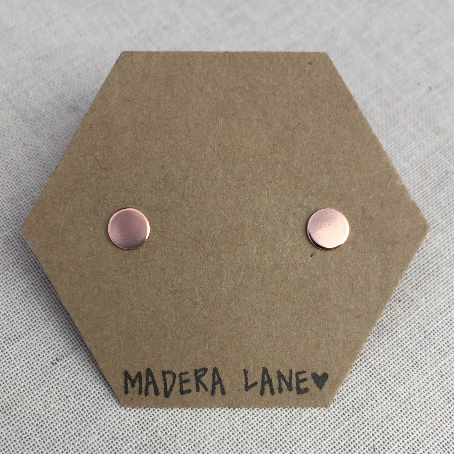 Small Copper Circle Dot Stud Earrings with Sterling Silver