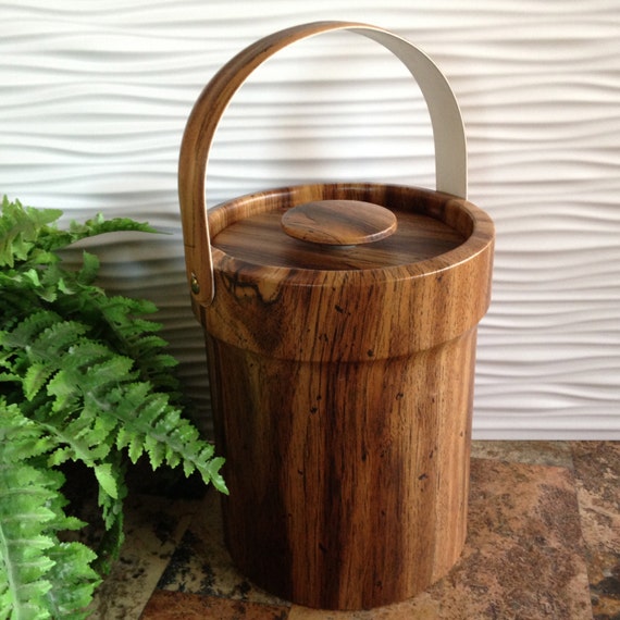 Vintage large faux wood insulated ice bucket by FromTheSeller
