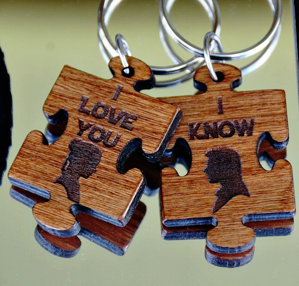 Laser engraved gifts Puzzle piece key chain groomsman gift