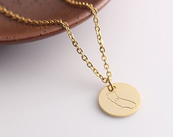 Gold Disc Necklace, California Necklace, Personalized State Map Necklace Jewelry, Can be made with any State or Country