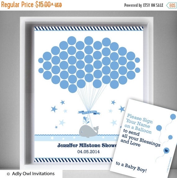 Boy Whale Guest Book Printable Alternative by adlyowlpartyprints