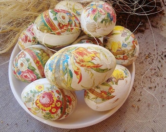 Set of Decorative wood eggs. Decoupage wood eggs. Shabby eggs. Wooden decorative eggs. Home decor. Spring eggs. Easter eggs