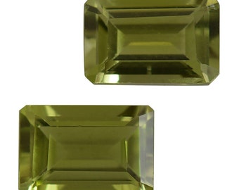 Hebei Peridot Set of 2 Loose Gemstones Octagon Cut 1A Quality 6x4mm TGW 1.15 cts.