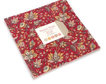 Madame Rouge Layer Cake, French General Fabric, French General Layer Cake, Moda Layer Cake, (40) 10x10" Fabric Squares, 13770LC