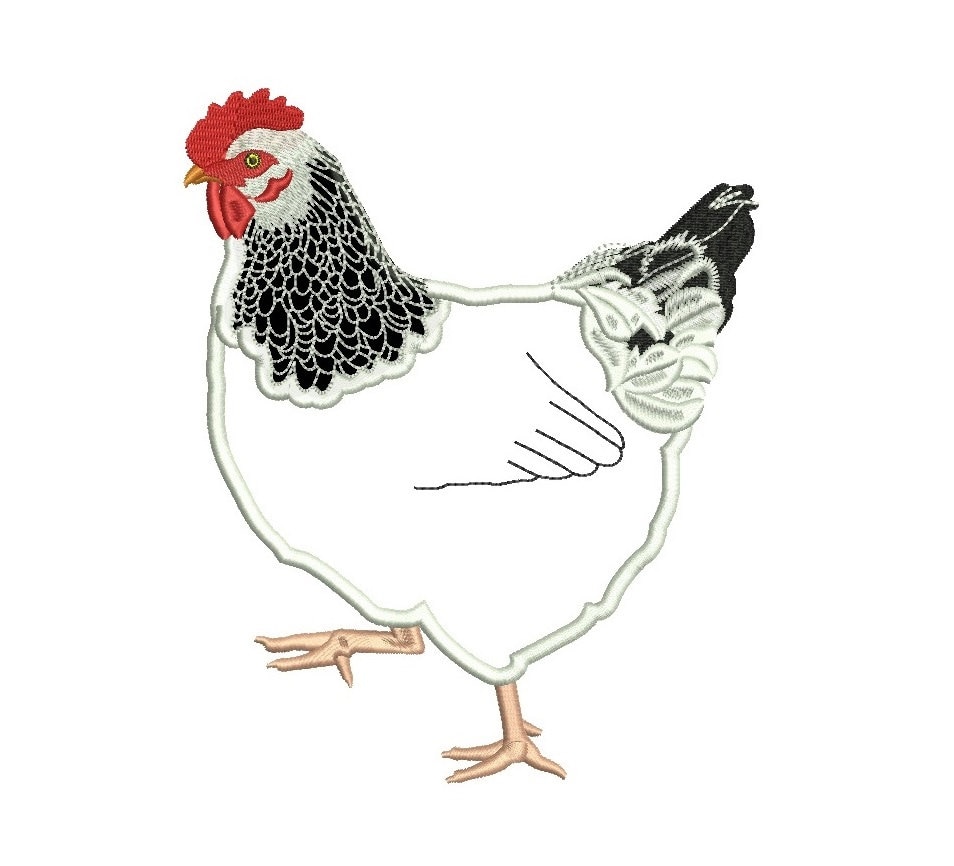 Hen Applique Machine Embroidery Digitized Design Pattern