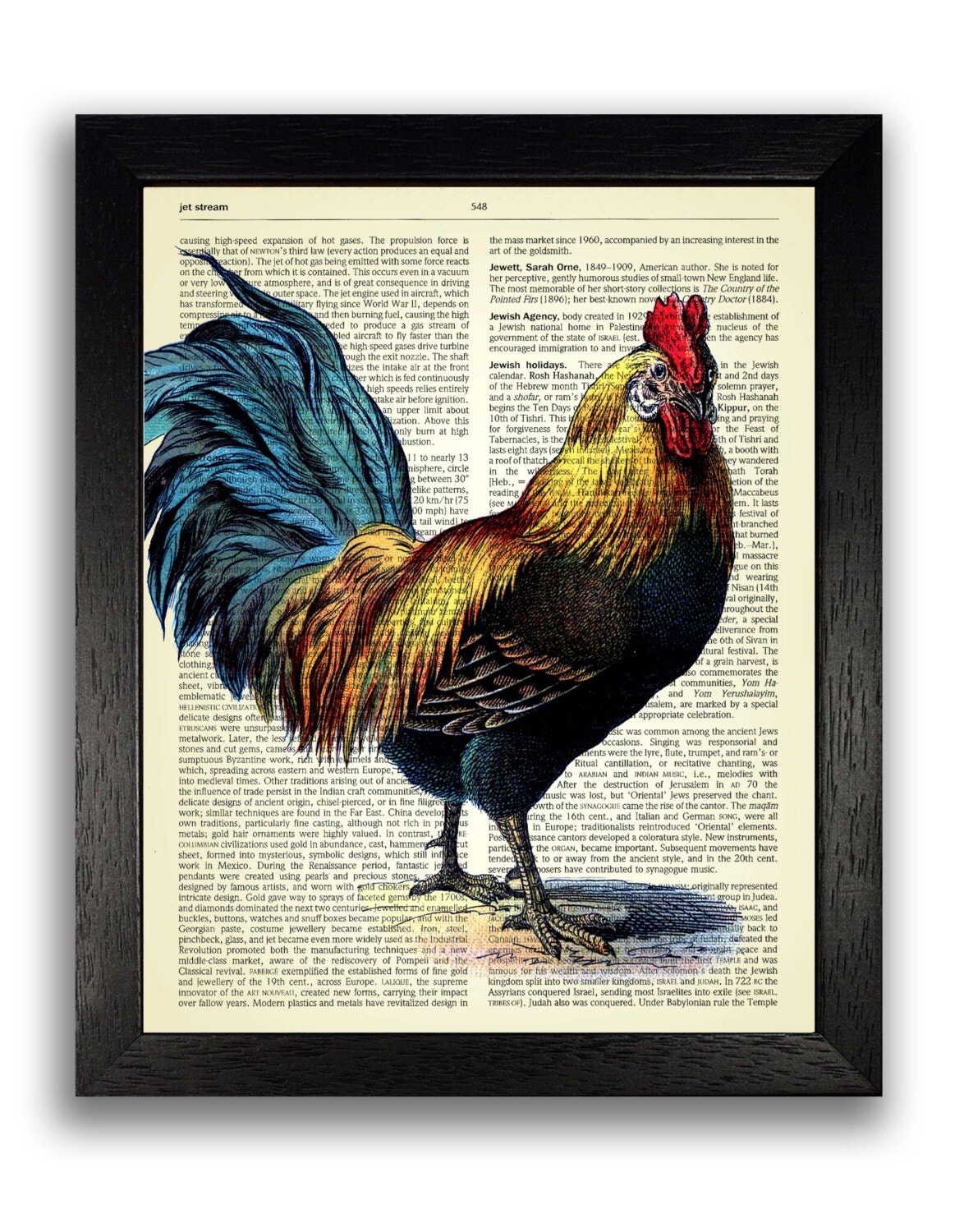 DECORATIVE ARTWORK Rooster Colourful Art Print Wall Decor