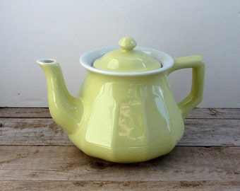 Hall China Teapot Canary Yellow Vintage Hall Pottery