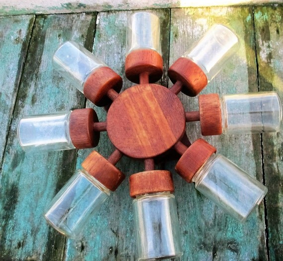 Mid Century Teak Spice Rack Wheel Rotating Digsmed Denmark