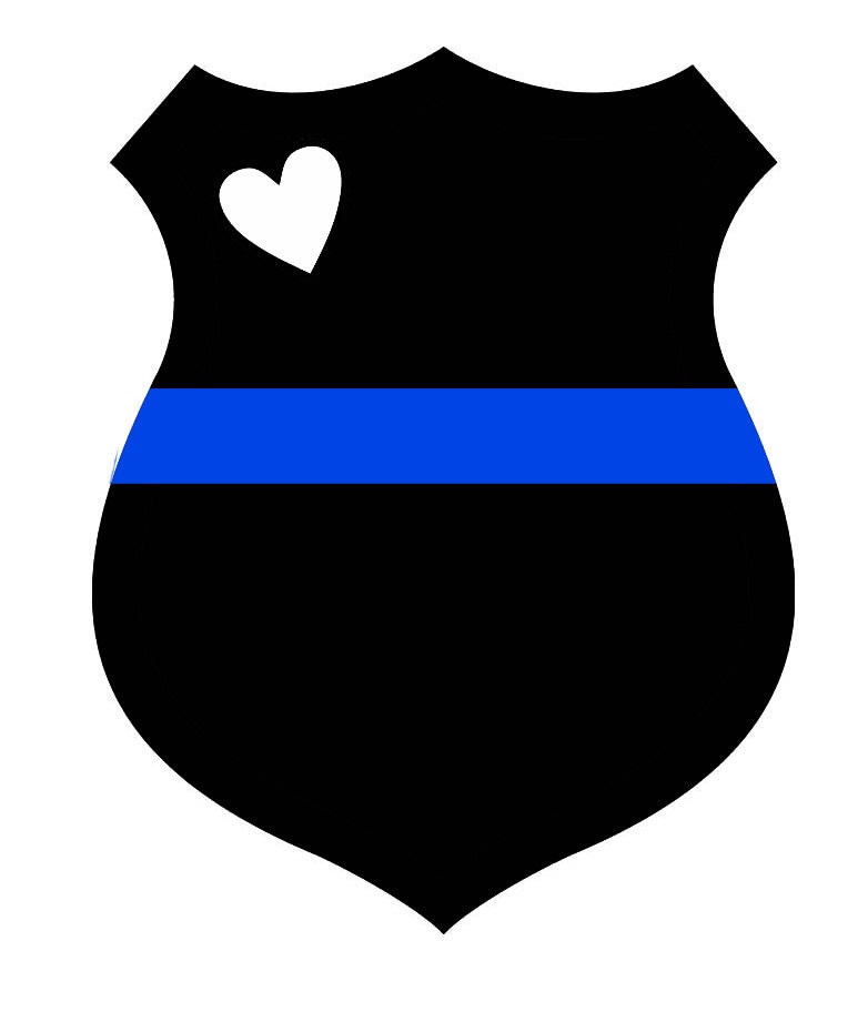 Thin Blue Line Badge With Heart Vinyl Decal Police Wife