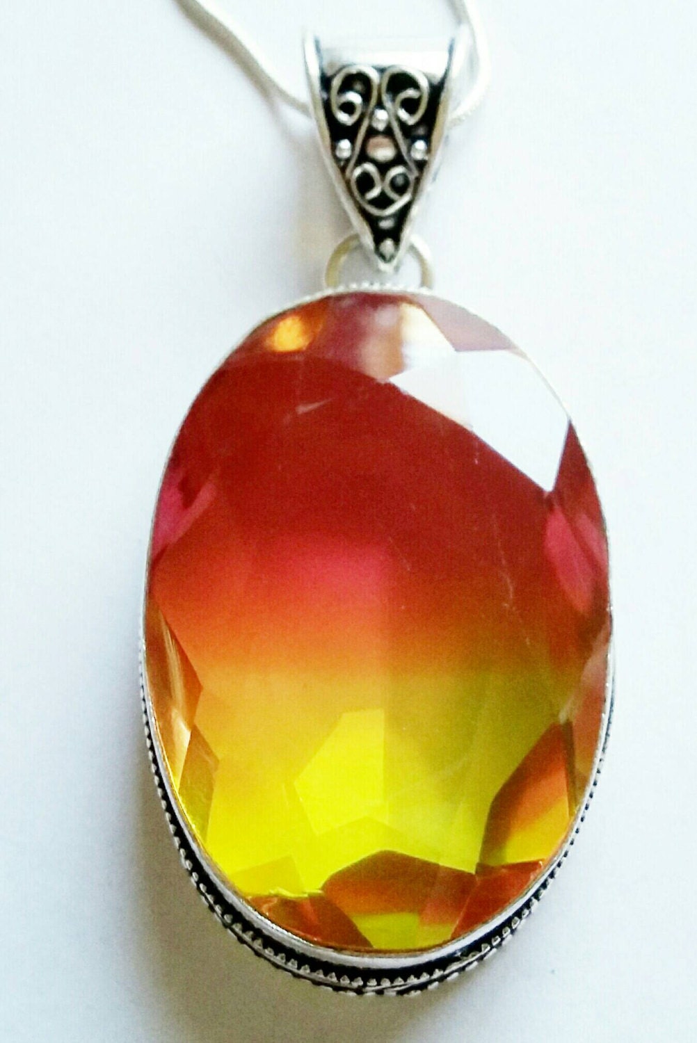 Bi Color Tourmaline gemstone solid sterling silver by TheHappyvibe