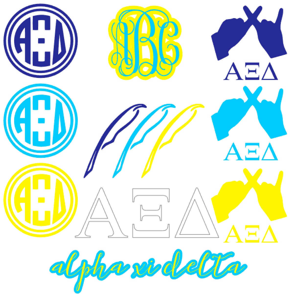 Alpha Xi Delta Sorority Decal Pack by MLCDecals on Etsy
