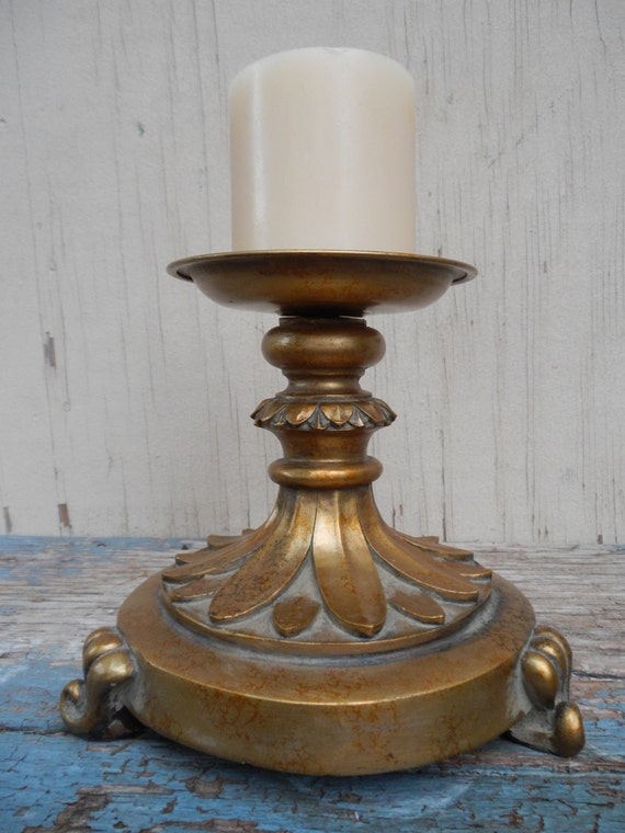 Regency Antique Gold Pillar Candle Holder